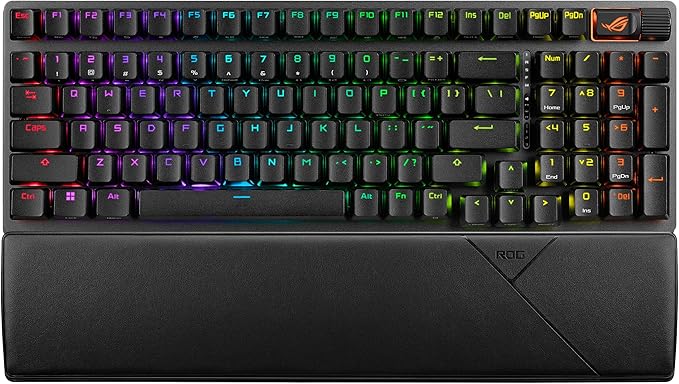 ASUS ROG Strix Scope II 96 Wireless Gaming Keyboard, Tri-Mode Connection, Dampening Foam & Switch-Dampening Pads, Hot-Swappable Pre-lubed ROG NX Snow Switches, PBT Keycaps, RGB-Black